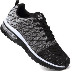 🆕 Men's Lightweight Athletic Tennis Shoes Black Grey Mesh Air Cushion Non-Slip